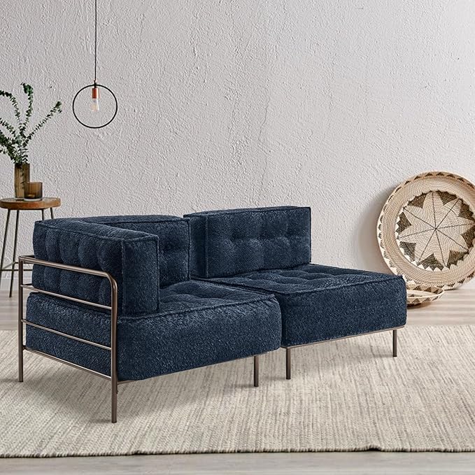 MCombo Modular Sofa Couch with Removable Cushion Accent Sofa Chair Upholstered Sofa for Living Room Apartment Office (Blue Middle Seat)