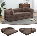 JJJ 78 inch Sofa Bed 4-in-1 Boneless Convertible Corduroy Sleeper Folding Couch with Fixed-Shape Frame and 2 Futons No Assemble Required 3 Seater Upholstered for Living Room (Brown 78 inch)