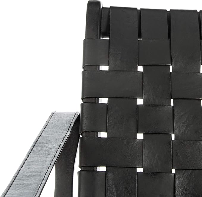 Safavieh Couture Dilan Black Woven Leather Safari Chair