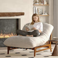 AODAILIHB 47'' Oversized Living Room Chair with Solid Wood Frame 3-in-1 Convertible Lounge Chair with Removable Plush Cushion Modern Upholstered Accent Chair for Living Room Reading Room Beige