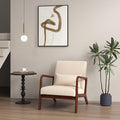 MAT EXPERT Mid Century Accent Chair Modern Sofa Armchair with Solid Wooden Frame Soft Padded Cushion &amp Linen Fabric Upholstered Living Room Reading Chair with Pillow for Bedroom Balcony
