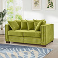 60.5W Loveseat Sofa Velvet Mid Century Modern Couch with Storage Upholstered Deep Seat Chesterfield Couch with Nailhead Trim &amp Pillows 2-Seat Comfy Sofa for Living Room Bedroom Apartment(Gre