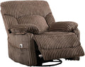 SUNWAVE Power Recliner Chair Electric Swivel Rocker Heat &amp Massage Hybrid Corduroy Infinite Position Recliner USB Remote Tool-Free Assembly (Brown)