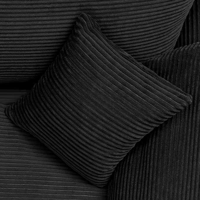 112 Cloud Sectional Couch Boneless Couches for Living Room L Shaped Couch with Convertible Ottoman Modular Sectional Sofa with Deep Seat Comfy Soft Cushions No Assembly Black