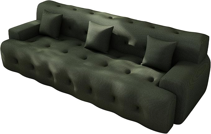 114 Oversized Boneless Sectionals Couch for Living Room Modern Boucle Curved Cloud Couch with 3 PillowsComfy Cloud Sofa Couches Without AssemblyPet-Friendly Comfy Deep Seat Sofa Green