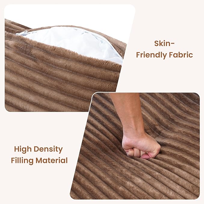 Oversized D-Shape Lounge Chair Indoor Single Foam Upholstered 67-inch Corduroy Boneless Deep Seat Circle CouchCloud Couch Lounge Floor Sofa Chair for Reading Room Brown