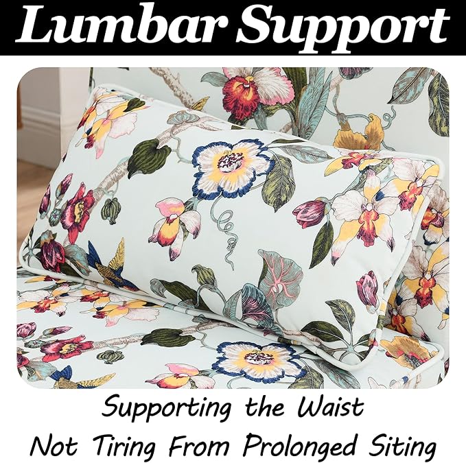 Floral Accent Chair Comfy with Pillow Armless Accent Chair for Bedroom Slipper Chair with Soft Seat Cushion and Backrest Side Chairs for Living Room Flannel Fabric Wave-Shaped (Red)