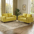 kinbor Small Couches for Small Spaces - Set of 2 Modern Loveseat Sofa with Magazine Pockets &amp Detachable Cover Durable Foam Couch for Living Room Office Salon Mustard Yellow