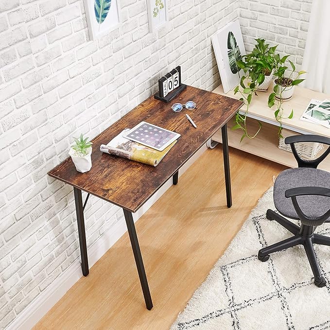 Coavas Computer Desk 40 Small Student School Writing Desk Easy Assembly Study Writing Table Home Office Desk Modern Simple Style PC Desk for Small Space Study Kids Black Desk Metal Frame