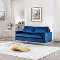 Small Couch for Bedroom 65 Mid Century Modern Loveseat Sofa Love Seat Living Room Comfy Channel Tufted Velvet Upholstered 2 Seater Sectional Couches for Small Space Office Apartment (Navy Blue)