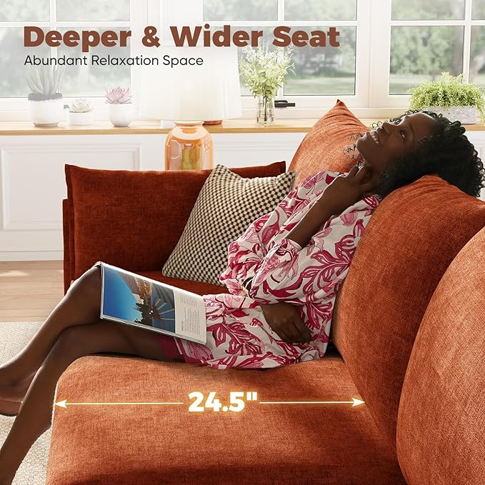 ABCASA Modular Sectional Sofa Seat with Arm Couch Terracotta