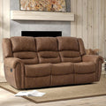 EBELLO Faux Leather Manual Reclining Sofa Recliner 3 Seat Loveseat Sofa Chair Couch for Living Room Bedroom Furniture Meeting Room Brown (3 Seat Sofa)