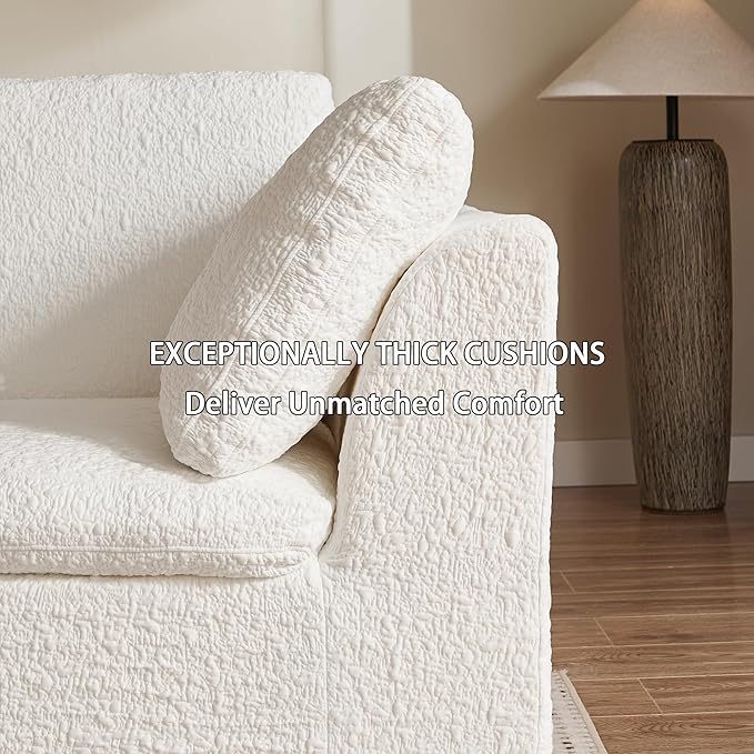 110 Cloud Sectional Couches for Living Room Modern Modular L-Shape Sofa Couch with Chaise 3 Seater Modular Sectional SofaNo Assembly Required (White)