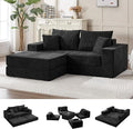 79 Boneless Loveseat Sofa Couch Modular Foldable Floor Cloud Sofa with Ottoman Lounge Convertible Sofa Bed for Living Room No Assembly Chenille Black