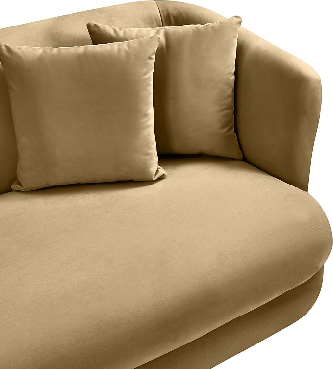 Meridian Furniture 699Camel-L Alder Collection Modern | Contemporary Loveseat with Ultra Luxe Camel 460 GSM Velvet Solid Wood Frame 66 W x 36 D x 30 H Camel