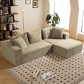 108 L-Shaped Boneless Couch Modular Sectional Sofa with Moveable Ottoman Corduroy Cloud Couches for Living Room No Assembly Ship in a Box Camel