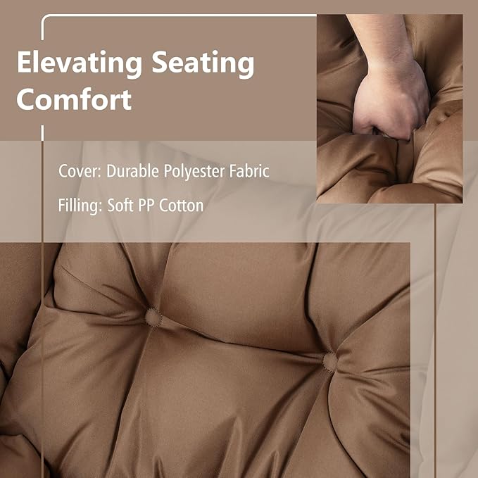 GORELAX Lazy Chair with Ottoman Modern Accent Chair w/Armrests &amp Side Pocket Upholstered Lounge Sofa Chair &amp Folding Footstool Set Reading Chair for Bedroom Living Room Dorm Room (Brown)