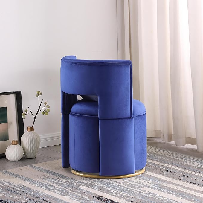 360° Swivel Accent Chair with Velvet PillowRound Storage Sofa Club Upholstered Barrel Modern Arm Chair for Nursery Living Room Hotel Bedroom Office Lounge Hotel Office (Blue)