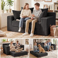 5 in 1 Convertible Sofa BedSmall Boneless Couch Pull Out Loveseat Sleeper SofaCorduroy Futon Couch Folding Mattress with 4 Pillows for Living Room Bedroom Lounge (No Assembly)