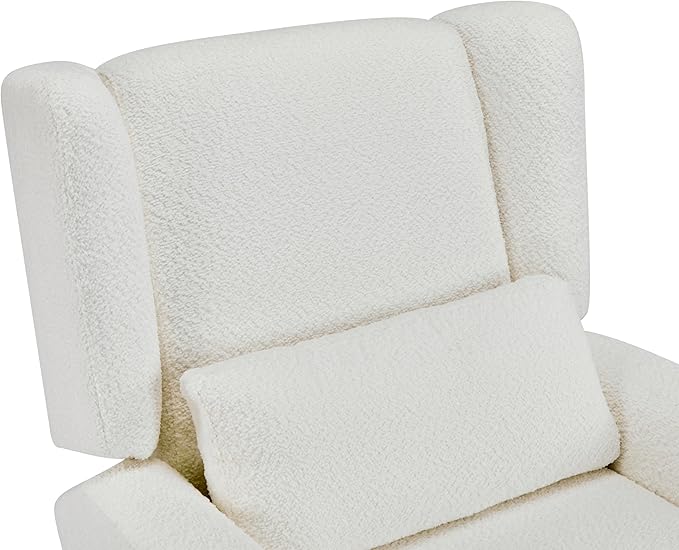 Christopher Knight Home Dolia Boucle Fabric Upholstered 360° Swivel Chair Push-Back Power Recliner Chair Iron Recliner Sofa with Rotation Living Room Lounge Sofa Adjustable Backrest Beige+Gold