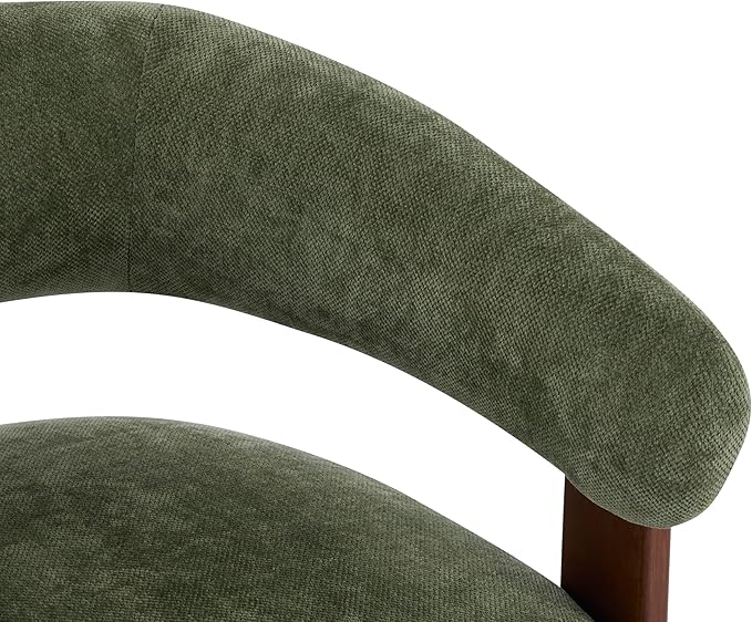 Christopher Knight Home Zax Modern Accent Chair for Living Room Upholstered Lounge Chair Indoor with Wooden Frame Comfy Reading Seating with 3 Legs Design Armchair with Cushion Green + Walnut