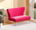 50’’ Velvet Modern Armless Loveseat for Living Room Bedroom Upholstered Small Wingback Couch Sofa with Gold Metal Legs &amp 2 Seater (Fuchsia 50 Loveseat)