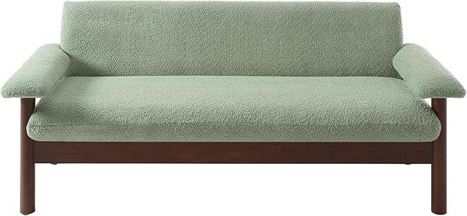 Christopher Knight Home Vincenzo Berber Fleece Sofa Upholstered Loveseat Soft Pillow Armchair Rubberwood Legs Couch 72.8 Loveseat Large Couch Chair Reading Sofa for Living Room Home Rest Green