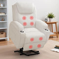 Furmax Electric Power Lift Recliner Chair with Massage for Elderly Corduroy Fabric Recliner Single Sofa with Cup Holders Side Pockets and Remote Control for Living Room Bedroom (White)