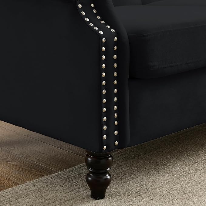Oversized Velvet Loveseat 79 Inch Sectional CouchLuxury 3 Seater Deep Couch with NailheadUpholstered Sofa for Living Room Bedroom Apartment