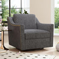 Upholstered Swivel Barrel Chair 31 Wide Modern Fabric Ergonomics Single Sofa Chair Living Room Bedroom Accent Chair Comfy Club Swivel Chair (Cotton Linen Dark Grey)