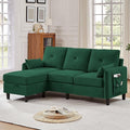 Small Sectional Sofa Convertible Sectional Sofa with Reversible Chaise Modern 3 Seat L-Shaped Sofa Couches for Living Room Apartment Office Green