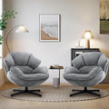 IWMH Swivel Accent Chair Set of 2 Upholstered Accent Chair Comfy Padded Cross Armchair Metal Frame &amp Wide Seat Lazy Chair Leisure Sofa Chair for Living Room Bedroom (Gray*2)