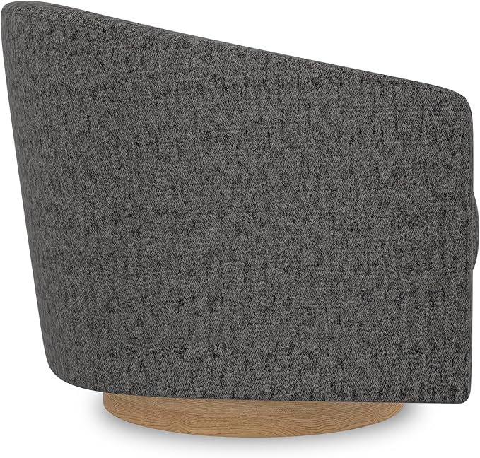 Swivel Accent Chair Upholstered Modern Barrel-Curved Arm Chair Velvet Fabric Comfty Sofa Reading Chair with Solid Wood Base for Living Room Bedroom Club Pebble Grey