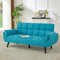 Sofa Couch for Living Room 74.8 Linen Tufted Modern Comfy Couch with Pillow-Top Armrest 3 Seater Upholstered Sofa for Small Spaces Office Apartment Blue