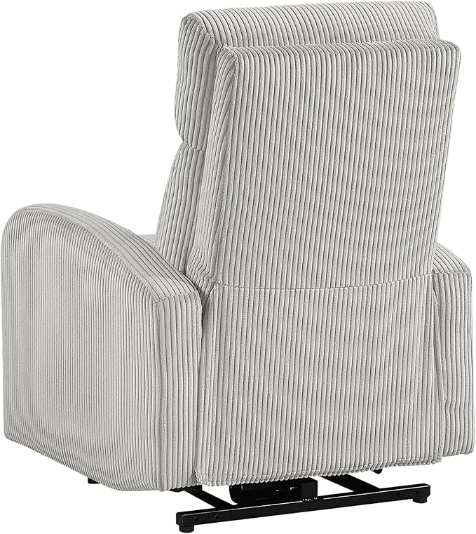 Lexicon Power Lift Recliner Chair for Elderly with Remote Control Gentle Lift Motion Side Pocket Armrest Corduroy Upholstered Electric Recliner for Living Room/Bedroom Easy Assembly Light Gray