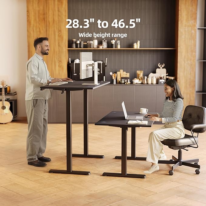 Claiks Electric Standing Desk Adjustable Height Stand up Desk 48x24 Inches Sit Stand Home Office Desk with Splice Board Black Frame/Deep Black Top
