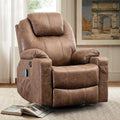 VIVIJASON Manual Massage Rocker Recliner Chair 360° Swivel Glider Lounge Chair with Heat Ergonomic Home Theater Recliner Sofa with 2 Cup Holders Side Pockets &amp USB Ports for Living Room Brown