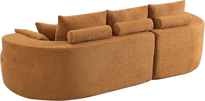 Christopher Knight Home Carden 106 Curved Modular Sectional Sofa Fabric Upholstered Comfy Sofa Couch with Chaise Lounge Modern Cloud Couch with Deep Seat No Assembly Required Browish Orange