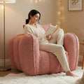 Furnimart Pumpkin Single Sofa Oversized Could Comfy Accent Chair Foam Boneless Chair Wide Seat Modern Small Couch for Living Room Bedroom Assemble Free(Pink)