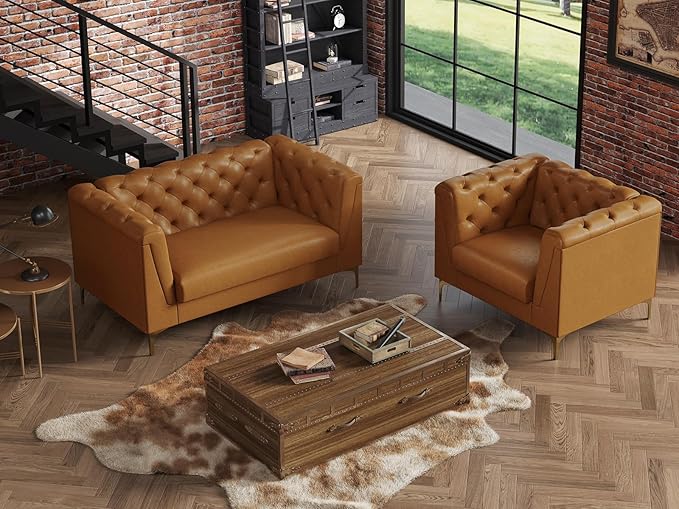 40 Mid-Century Modern Sofa ChairAccent Chair with Deep Seat with Armrests Easy Installation Comfy Armchair for Living Room Apartment Brown