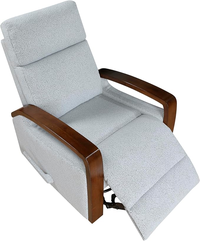 Lexicon 360 Degree Swivel Glider Reclining Chair Soft Boucle Manual Recliner Comfy Nursery Glider Recliner Wood Arms Pull Handle for Living Room/Office/Bedroom/Apartment Gray