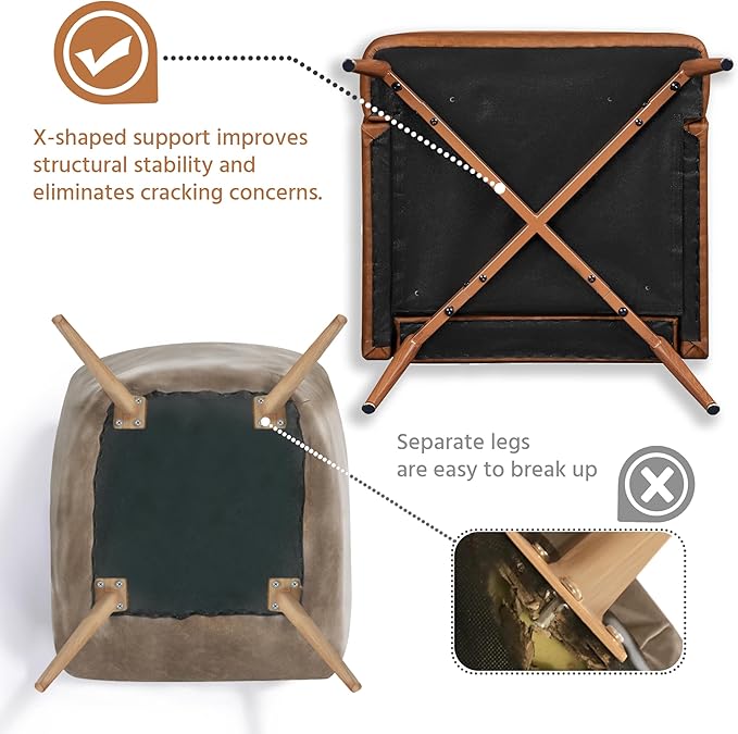 Yaheetech Accent Chair Living Room Chair Mid Century PU Leather Armchair Lumbar Pillow Comfy Upholstered Reading Chair Wood Leg Bedroom Lounge Brown