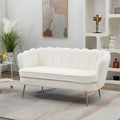 59 Wide Modern Boucle Loveseat Small Sofa Small Mini Room Couch 2-Seater Sofa with Gold Metal Legs for Space Office Studio Apartment Bedroom (Ivory)