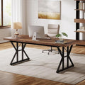 Tribesigns 70.86-Inch Large Executive Desk Industrial Home Office Computer Desk Simple Long Writing Study Table Business Furniture (Brown/Black)