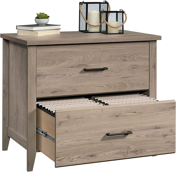 2 Drawer Small File Cabinet with Lock Modern Furniture Under Desk Locking Storage Drawers Organizer Engineered Wood Filing Cabinets for Home OfficeBrown