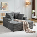 IDEALHOUSE 64 Oversized Chaise Lounge Chair Indoor Upholstered Boneless Sofa Bed with Throw Pillows Cup Holders and Armrests Comfy Corduroy Sleeper Couch for Living Room Bedroom Office (Grey)
