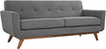 Modway Engage Mid-Century Modern Upholstered Fabric Loveseat in Expectation Gray