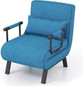 HOMGX 4-in-1 Convertible Sofa Chair Bed Leisure Recliner Sleeper w/ 6 Adjustable Position Backrest Lounge Seat Folding Sofa Bed w/High Elastic Sponge Ideal for Home Office (Blue)