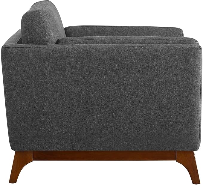 Modway Chance Mid-Century Modern Upholstered Fabric Accent Lounge Arm Chair In Gray