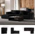 Modern Cloud Sectional Couches for Living Room Convertible L-Shape Boneless Couches with Ottoman 3 Seater Corduroy Modular Sectional Sofa with Pockets No Assembly (Black) | Sectional Couches L-Shap